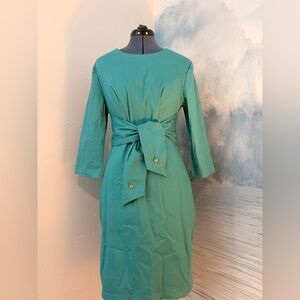 Classic Teal Tie-Waist Sheath Dress #116